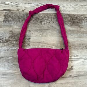 Street Level Quilted Pink Shoulder Bag Puffer Nylon Knot Strap Purse Lightweight
